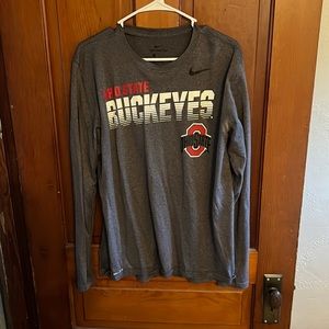 Nike Dri-FIT Ohio State Buckeyes Long Sleeve Shirt (Gray) (Large)